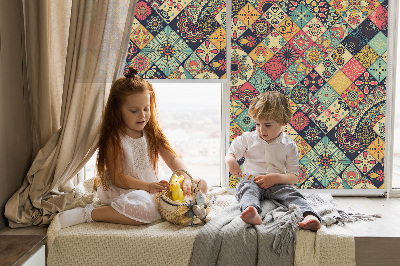 Fabric roller blind Colorful tiles