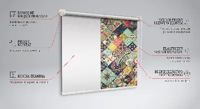 Fabric roller blind with colorful tiles pattern