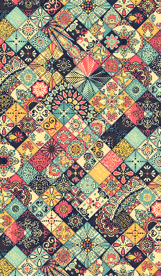 Fabric roller blind Colorful tiles