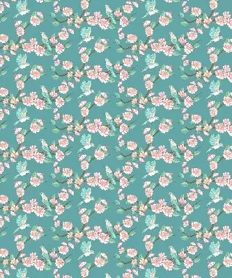 Modern roller blind with birds among the branches pattern