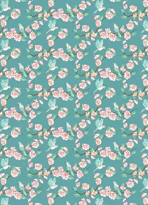 Modern roller blind with birds among the branches pattern