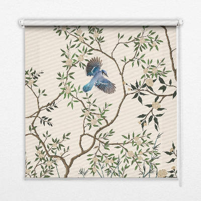 Roller blind for large window Birds on a tree