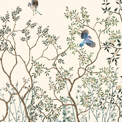 Roller blind for large window Birds on a tree