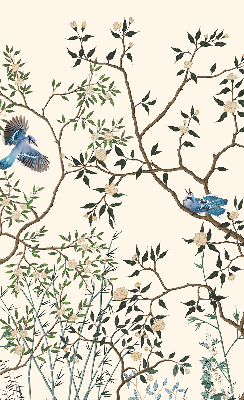 Roller blind for large window Birds on a tree