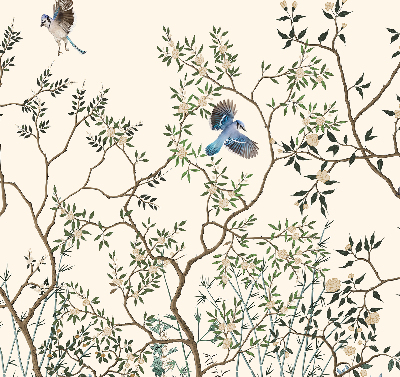 Roller blind for large window Birds on a tree