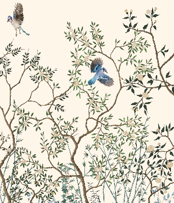 Roller blind for large window Birds on a tree