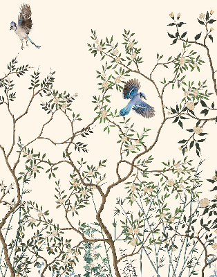 Roller blind for large window Birds on a tree