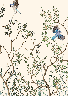 Roller blind for large window Birds on a tree