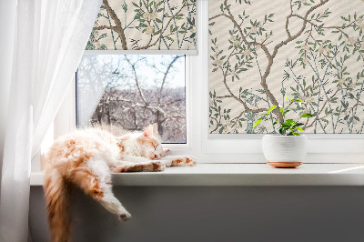 Roller blind for large window Birds on a tree