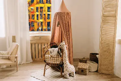 Modern roller blind painted city design