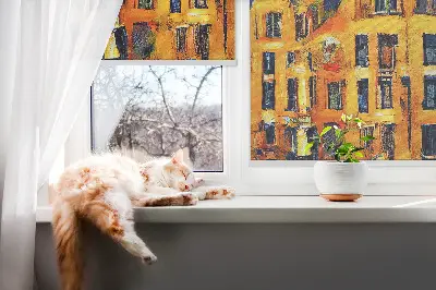 Modern roller blind painted city design