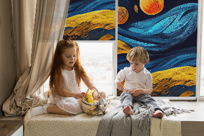 Roller blind for large window Planets