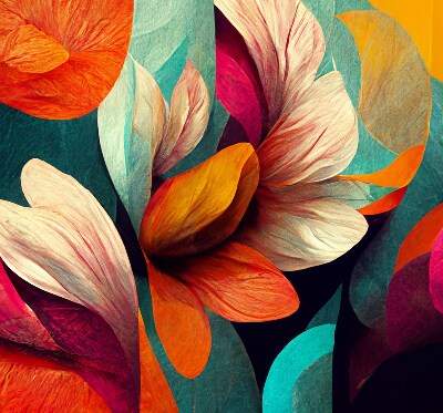 Modern roller blind Flowers in abstraction