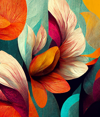 Modern roller blind Flowers in abstraction
