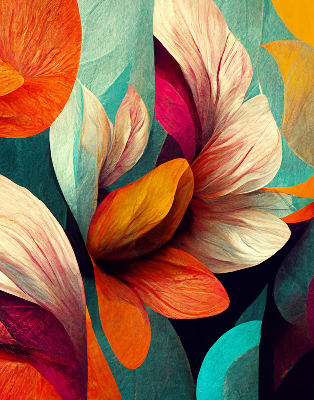 Modern roller blind with flowers in abstraction design