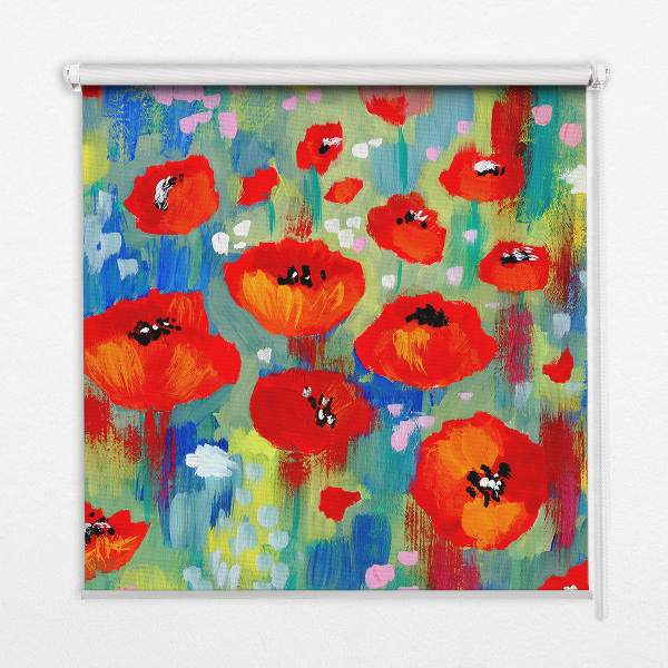 Roller blind for large window Meadow of poppies