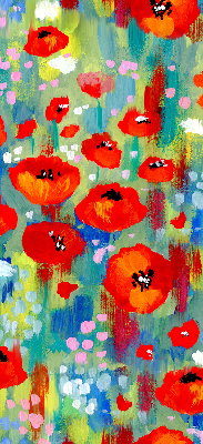 Roller blind for large window with Meadow of poppies print