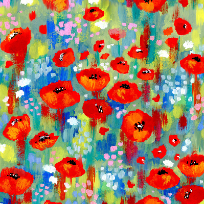 Roller blind for large window Meadow of poppies