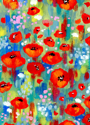 Roller blind for large window Meadow of poppies