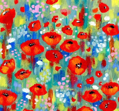 Roller blind for large window Meadow of poppies