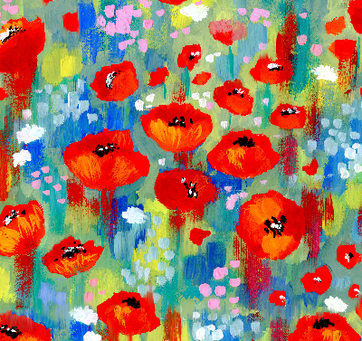 Roller blind for large window Meadow of poppies