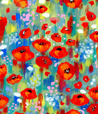 Roller blind for large window Meadow of poppies