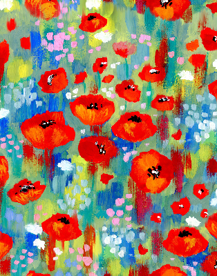 Roller blind for large window Meadow of poppies