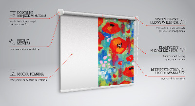 Roller blind for large window Meadow of poppies