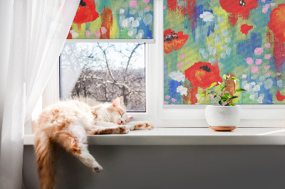 Roller blind for large window Meadow of poppies