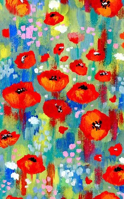 Roller blind for large window with Meadow of poppies print