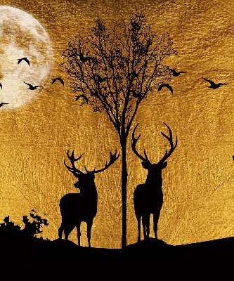 Modern roller blind Deer at night
