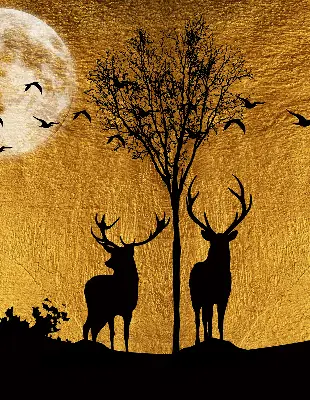 Modern roller blind deer at night design