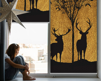 Modern roller blind Deer at night