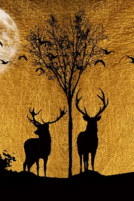 Modern roller blind deer at night design