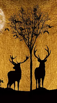 Modern roller blind deer at night design