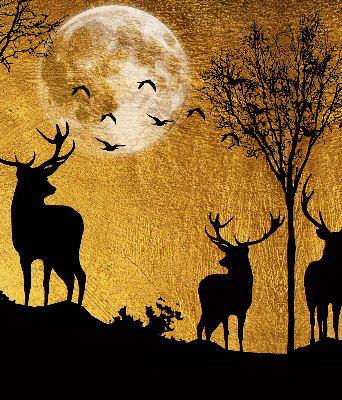 Modern roller blind Deer at night