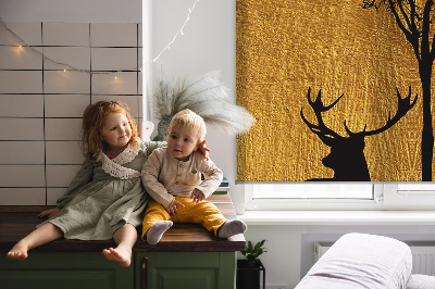 Modern roller blind Deer at night
