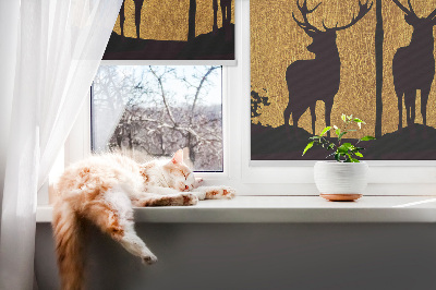 Modern roller blind Deer at night