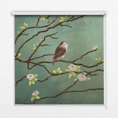 Fabric roller blind Birds on a branch
