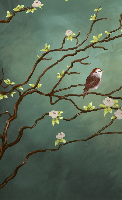 Fabric roller blind Birds on a branch