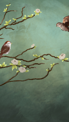 Fabric roller blind Birds on a branch