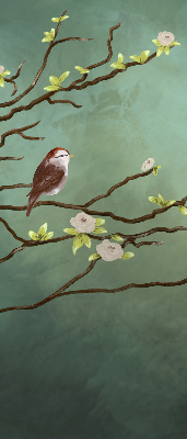 Fabric roller blind Birds on a branch