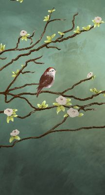 Fabric roller blind Birds on a branch
