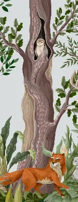 Modern roller blind with forest animals print