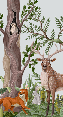 Modern roller blind Forest animals