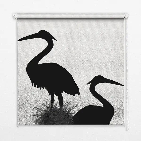 Fabric roller blind herons pattern