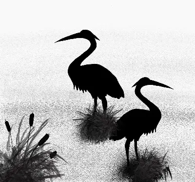 Fabric roller blind herons pattern