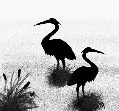 Fabric roller blind Herons