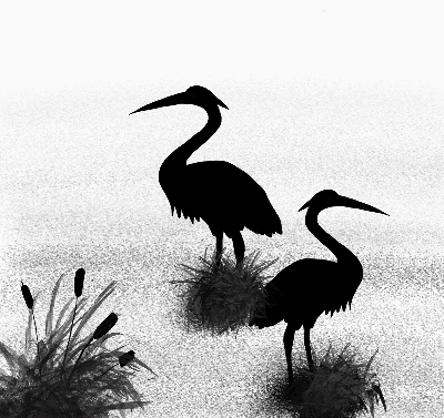 Fabric roller blind Herons