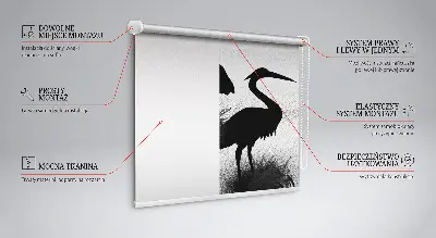 Fabric roller blind herons pattern